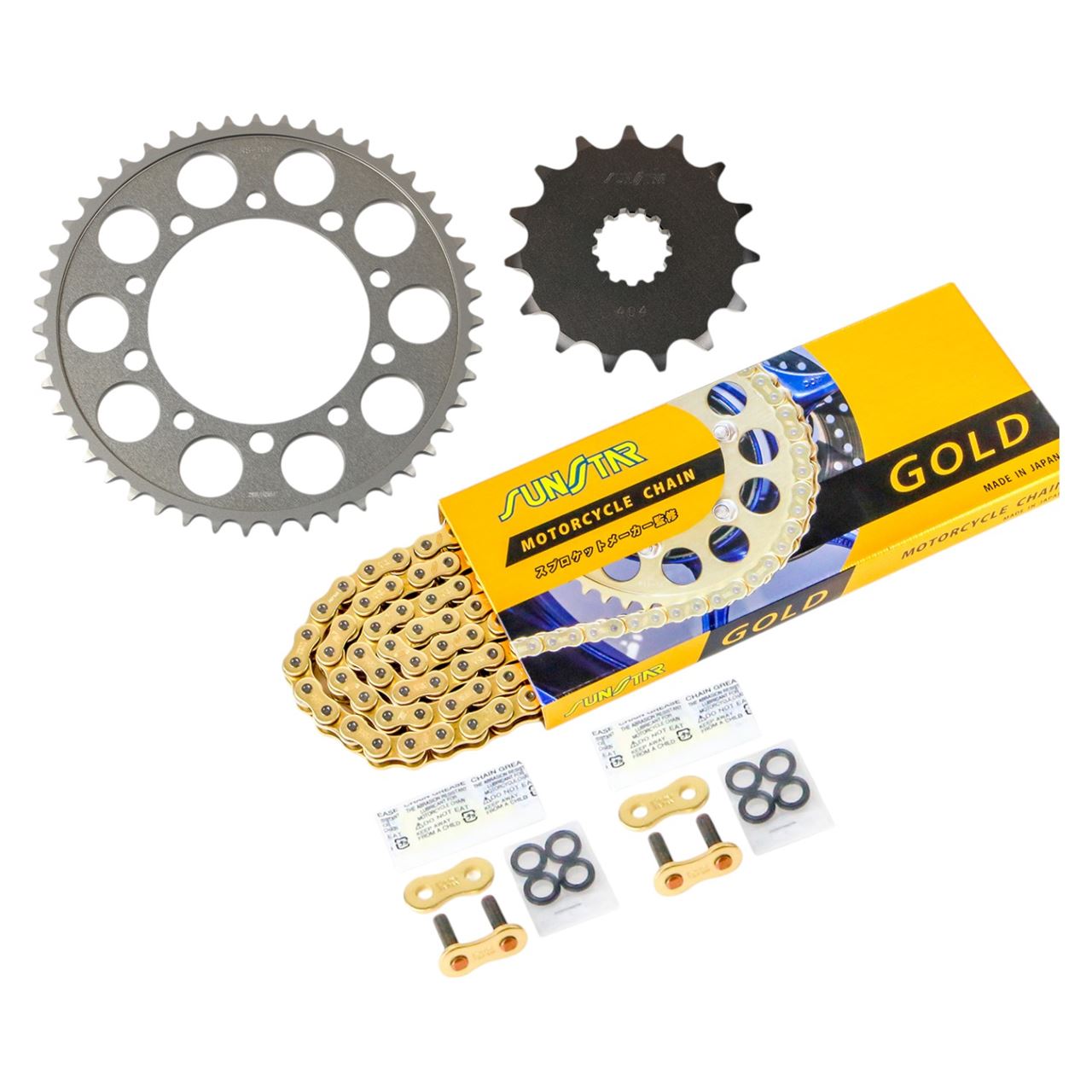 Sprocket & Chain Kit Gold 525 Front 15T Rear 47T V-Strom 650/XT 17-23 3-Piece Set SUNSTAR Chain