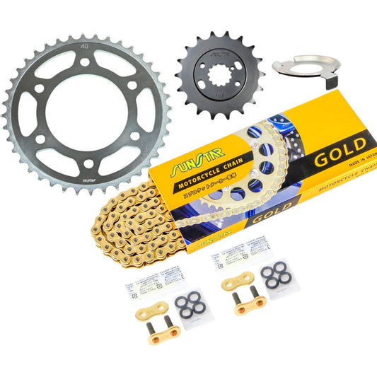 Sprocket & Chain Kit Gold 525 Front 18T Rear 40T for Z-1 (525 Conversion) 72-75 / Z900 (525 Conversion) 76, 3-Piece Set with SUNSTAR Chain