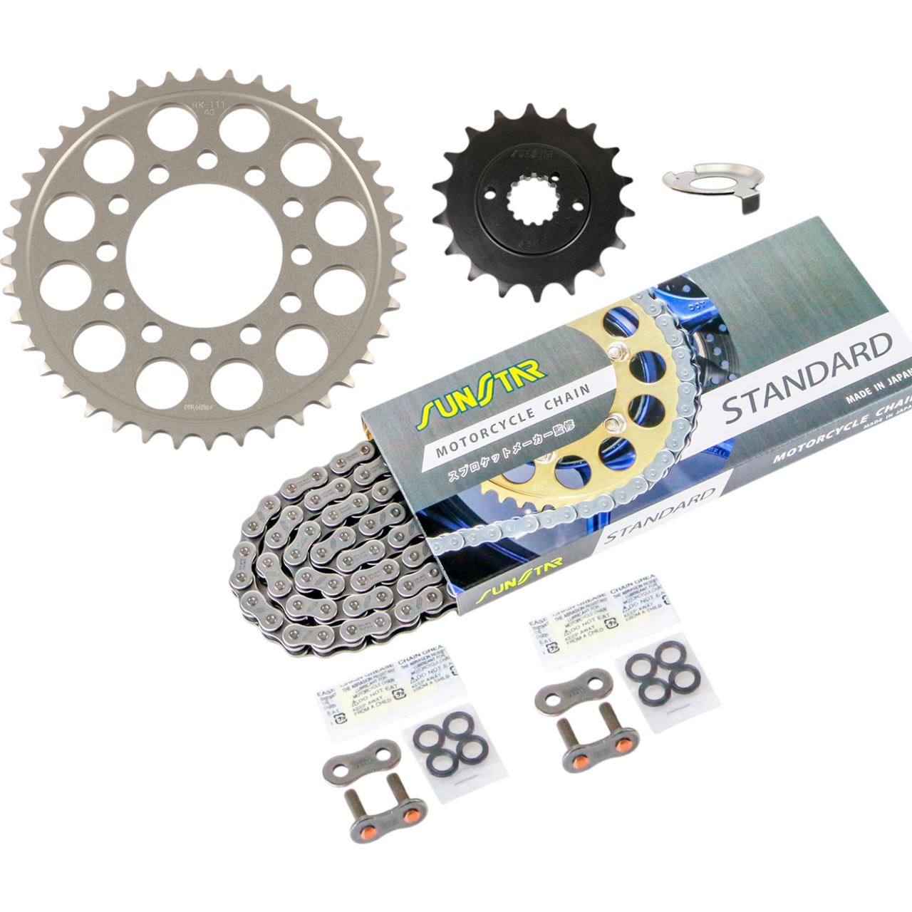 Sprocket & Chain Kit Silver 525 Front 18T Rear 40T Z1-R(D1) (525 Convert) 78 3-Piece Set SUNSTAR Chain