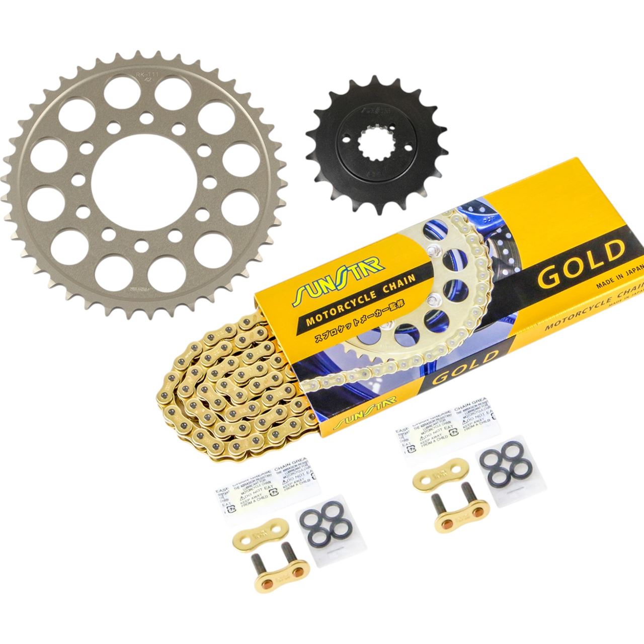 スプロケット&チェーンキット ゴールド 525 フロント18T リア42T Z1-R(D2/D3)(525コンバート) 79-80年/Z1000MK.2(A3/A4)(525コンバート) 79年 3点セット SUNSTARチェーン