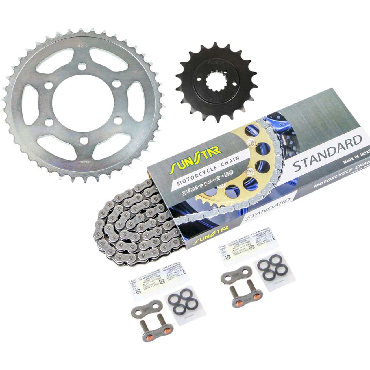 スプロケット&チェーンキット シルバー 525 フロント18T リア42T Z1-R(D2/D3)(525コンバート) 79-80年/Z1000MK.2(A3/A4)(525コンバート) 79年 3点セット SUNSTARチェーン