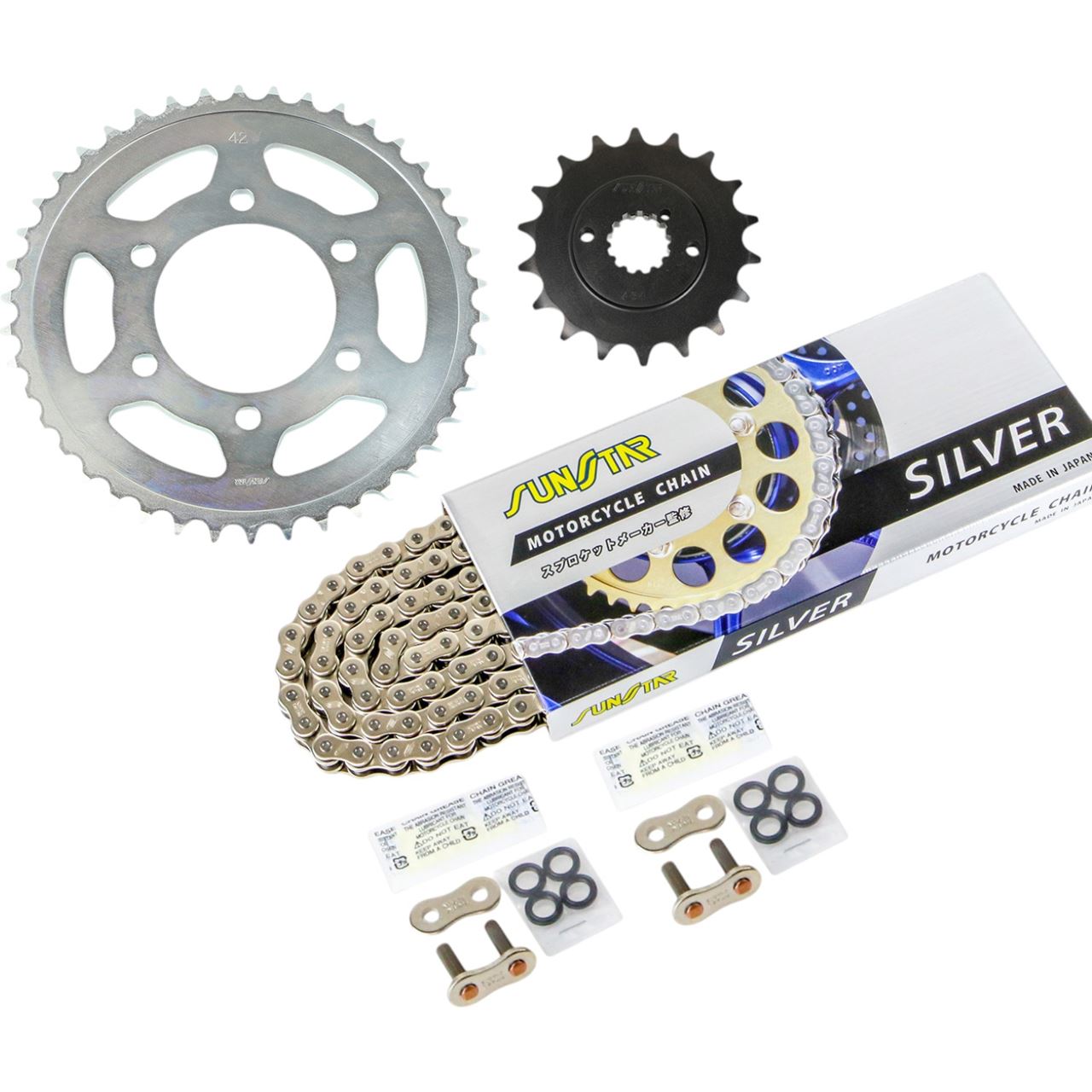 Sprocket & Chain Kit Silver 525 Front 18T Rear 42T Z1-R (D2/D3) (525 Conversion) 79-80 / Z1000MK.2 (A3/A4) (525 Conversion) 79 3-piece set SUNSTAR Chain