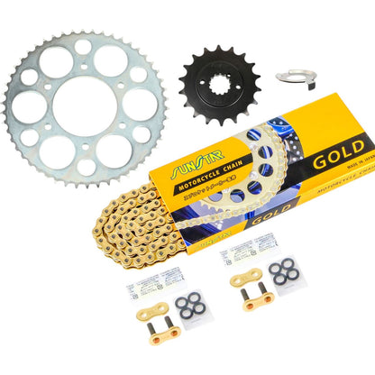 Sprocket & Chain Kit Gold 525 Front 18T Rear 50T for 750RS (525 Conversion) 73-75 Models, 3-piece set, SUNSTAR Chain