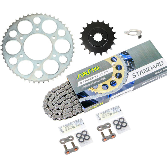 Sprocket & Chain Kit Silver 525 Front 19T Rear 50T 750RS (525 Convert) Touring Spec 73-75 Model 3-Piece Set SUNSTAR Chain