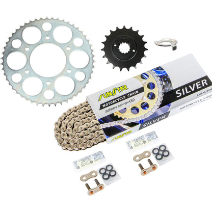 Sprocket & Chain Kit Silver 525 Front 19T Rear 50T 750RS (525 Convert) Touring Spec 73-75 Model 3-piece set SUNSTAR chain