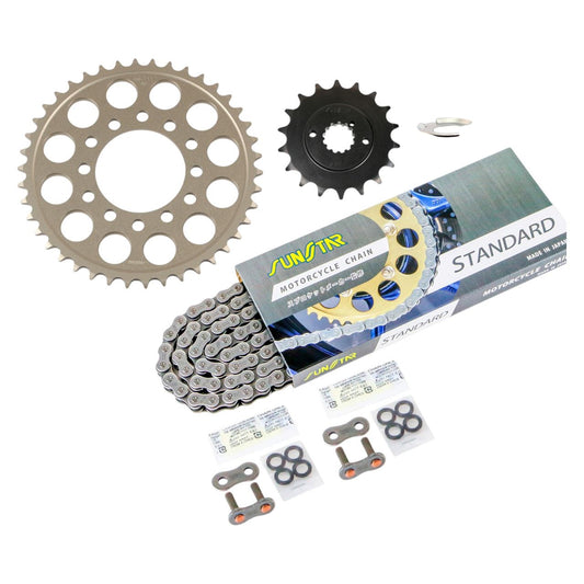 Sprocket & Chain Kit Silver 525 Front 18T Rear 42T Z1000 (A1/A2) (525 Conversion) 77-78 Model 3-Piece Set SUNSTAR Chain