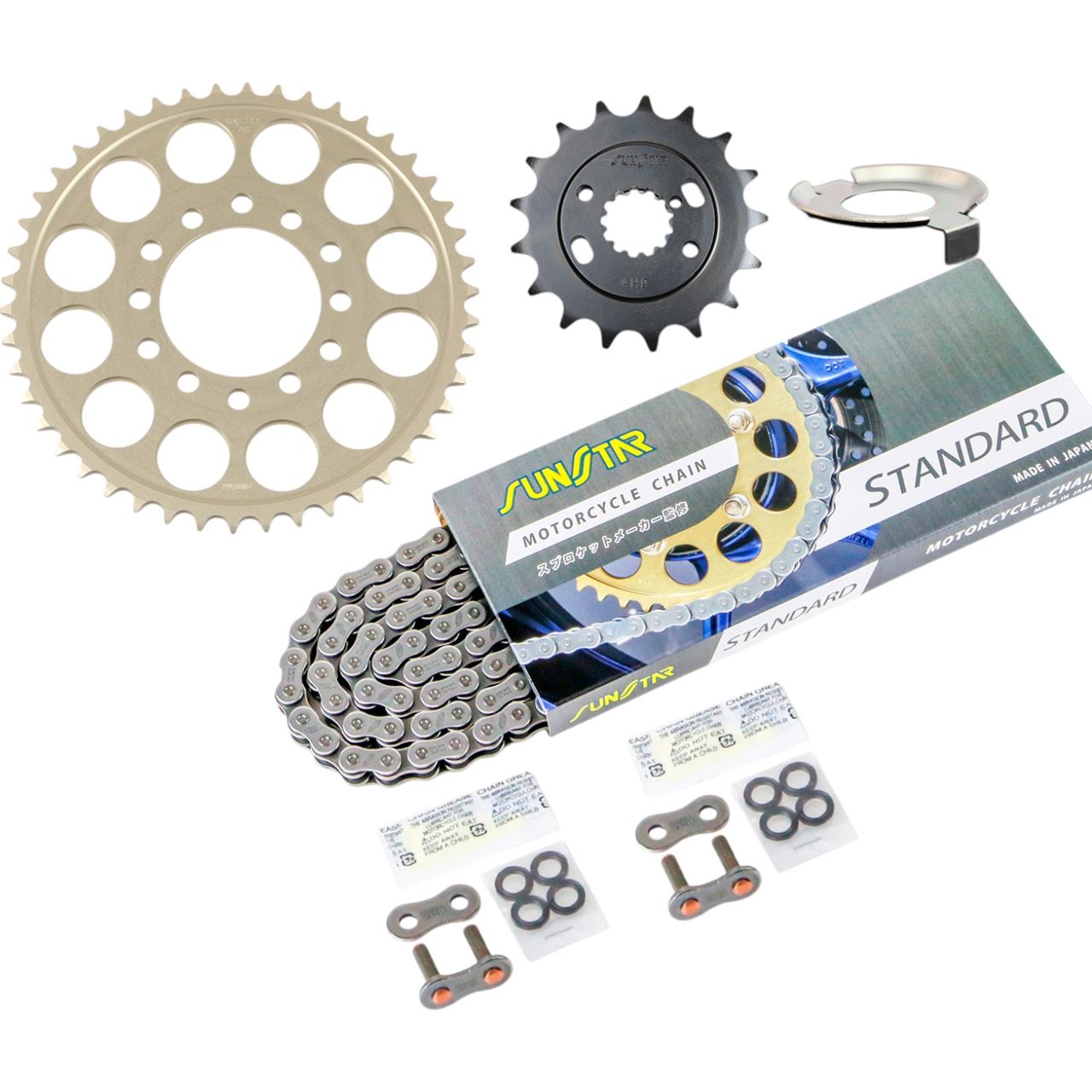 Sprocket & Chain Kit Silver 525 Front 17T Rear 46T Z750FOUR (D1) (525 Conversion) 77-78, 3-piece set, SUNSTAR Chain