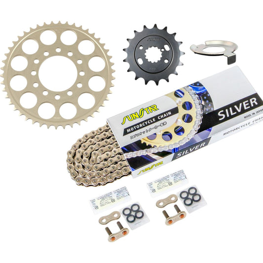 Sprocket & Chain Kit Silver 525 Front 17T Rear 46T Z750FOUR (D1) (525 Conversion) 77-78 3-piece Set SUNSTAR Chain