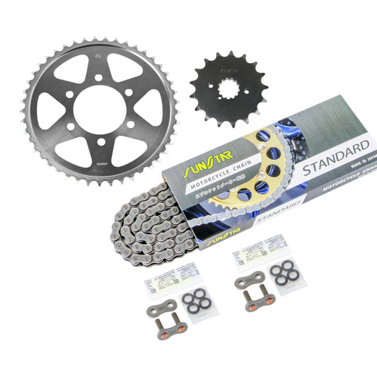 Sprocket & Chain Kit Silver 530 Front 17T Rear 45T GSX1100S Katana (530 Conversion) Long Gear Ratio Specification 81-00 Model 3-Piece Set SUNSTAR Chain