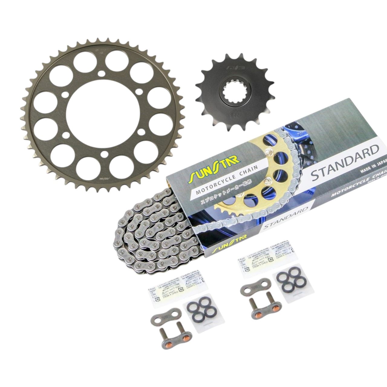 Sprocket & Chain Kit Silver 530 Front 16T Rear 48T YZF-R6 (530 Convert) 03-05 3-Piece Set SUNSTAR Chain