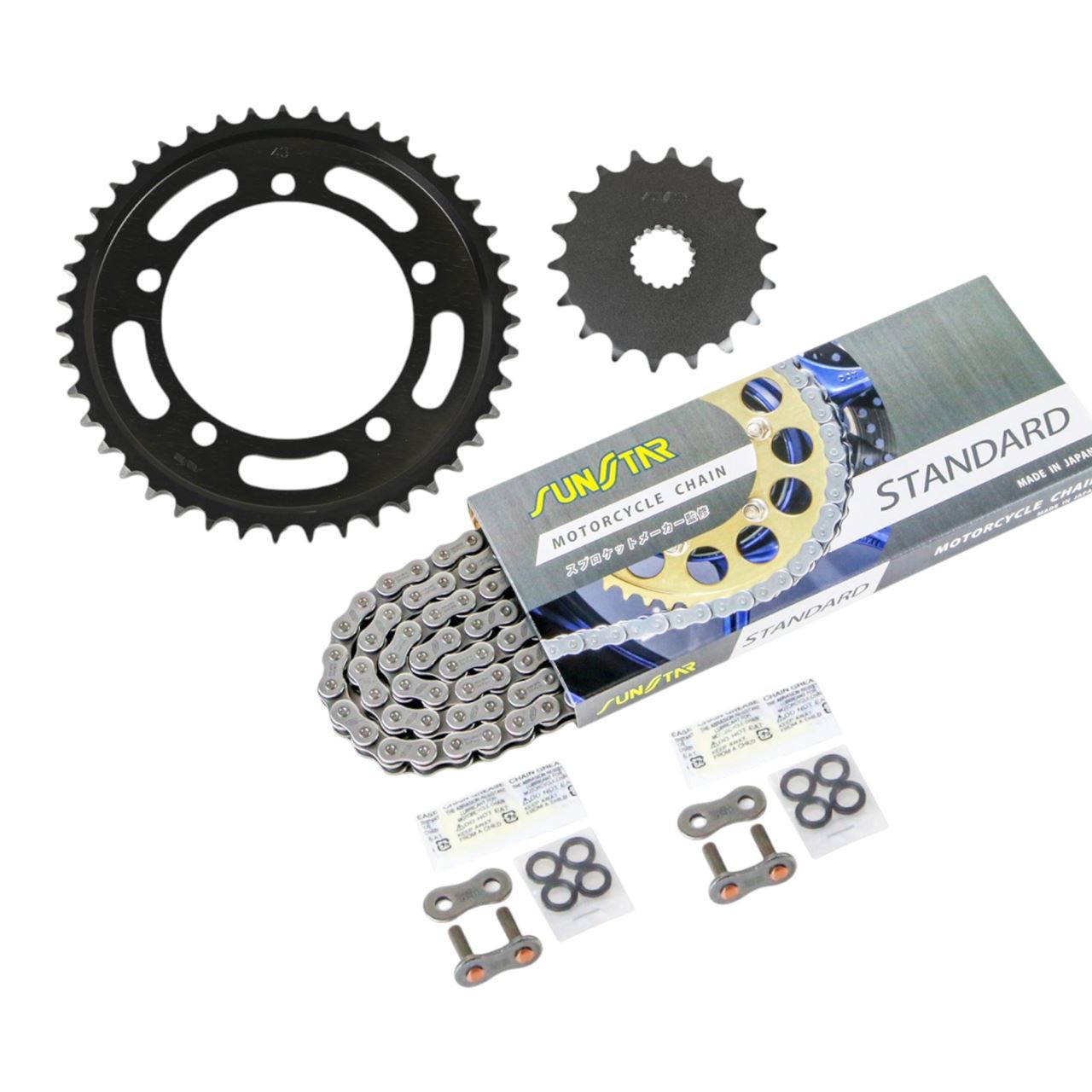 Sprocket & Chain Kit Silver 530 Front 18T Rear 43T GSX1300R Hayabusa 08-18 / HAYABUSA 21-23 3-Piece Set with SUNSTAR Chain