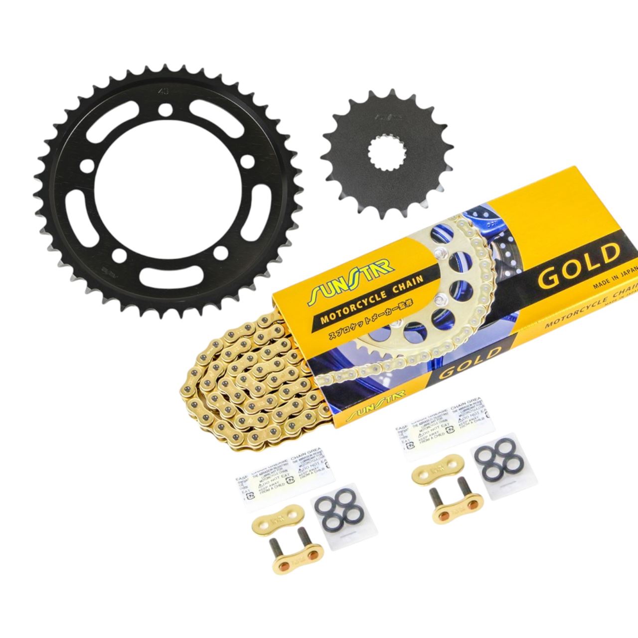 スプロケット&チェーンキット ゴールド 530 フロント18T リア43T B-KING 08-12年 3点セット SUNSTARチェーン スプロケ