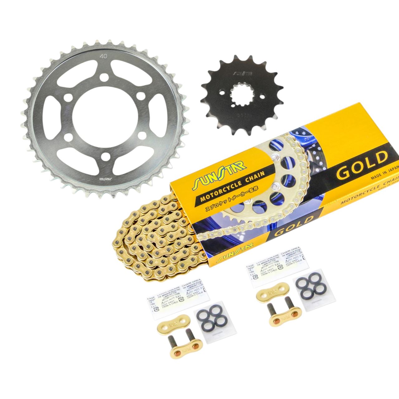 スプロケット&チェーンキット ゴールド 530 フロント16T リア40T Z750FXII/III(E1/L1)(530コンバート)/Z750GP(530コンバート) 3点セット