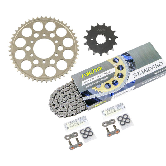 スプロケット&チェーンキット シルバー 530 フロント15T リア48T GSX-R1100(530コンバート) 89-92年 3点セット SUNSTARチェーン