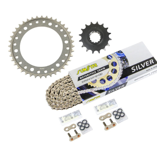 Sprocket & Chain Kit Silver 530 Front 16T Rear 40T RVT1000R 00-06 / VTR1000SP-1 00-01 3-Piece Set SUNSTAR Chain