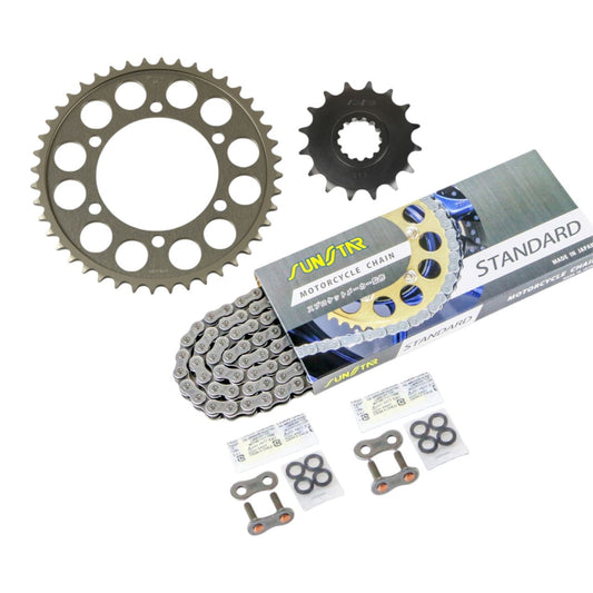 Sprocket & Chain Kit Silver 530 Front 16T Rear 44T for FZS1000/S/Fazer 01-05 / FZ1 01-05, 3-Piece Set, SUNSTAR Chain