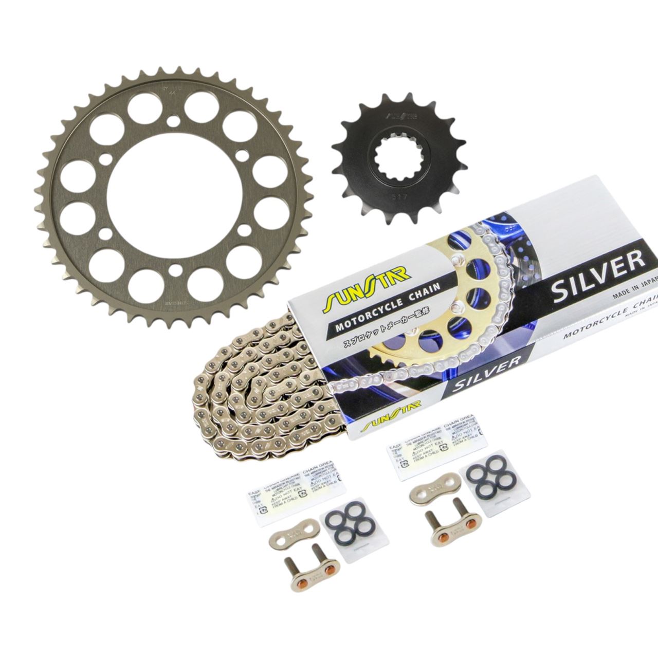 Sprocket & Chain Kit Silver 530 Front 16T Rear 44T FZS1000/S/Fazer 01-05/FZ1 01-05 3-Piece Set SUNSTAR Chain