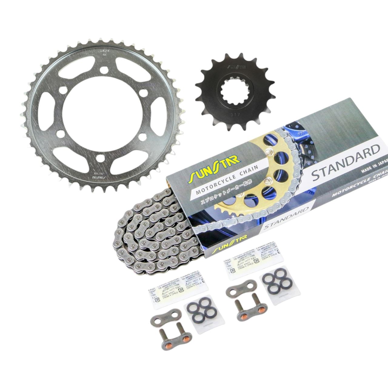 Sprocket & Chain Kit Silver 530 Front 16T Rear 44T for FZS1000/S/Fazer 01-05 / FZ1 01-05, 3-Piece Set, SUNSTAR Chain