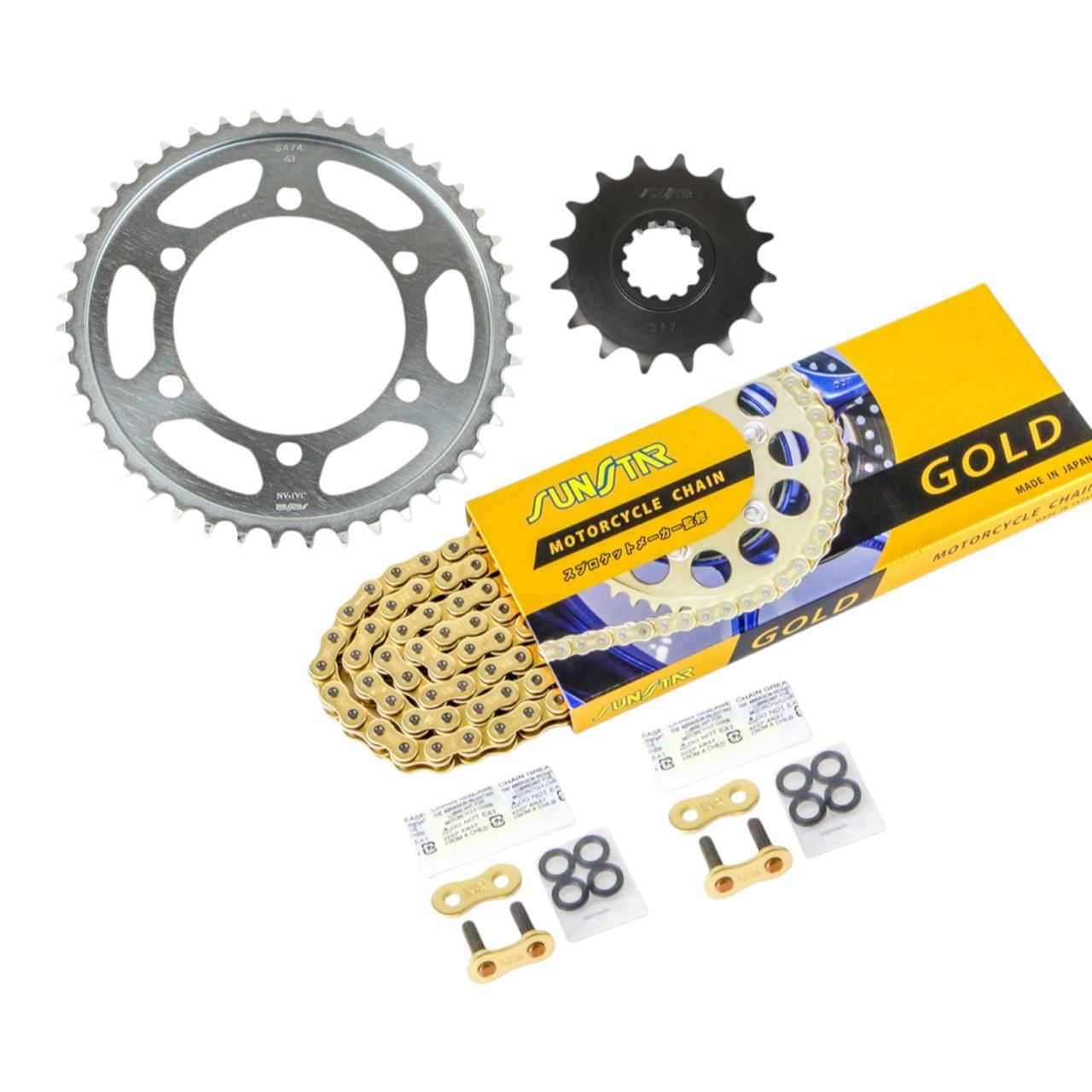 スプロケット&チェーンキット ゴールド 530 フロント16T リア43T YZF-R1 98-03年 3点セット SUNSTARチェーン スプロケ