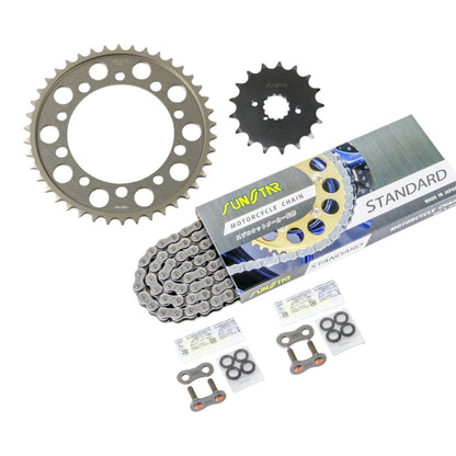 Sprocket & Chain Kit - Silver, 530, Front 17T, Rear 42T, GSX-R1000 (2001-2006), 3-piece Set, SUNSTAR Chain