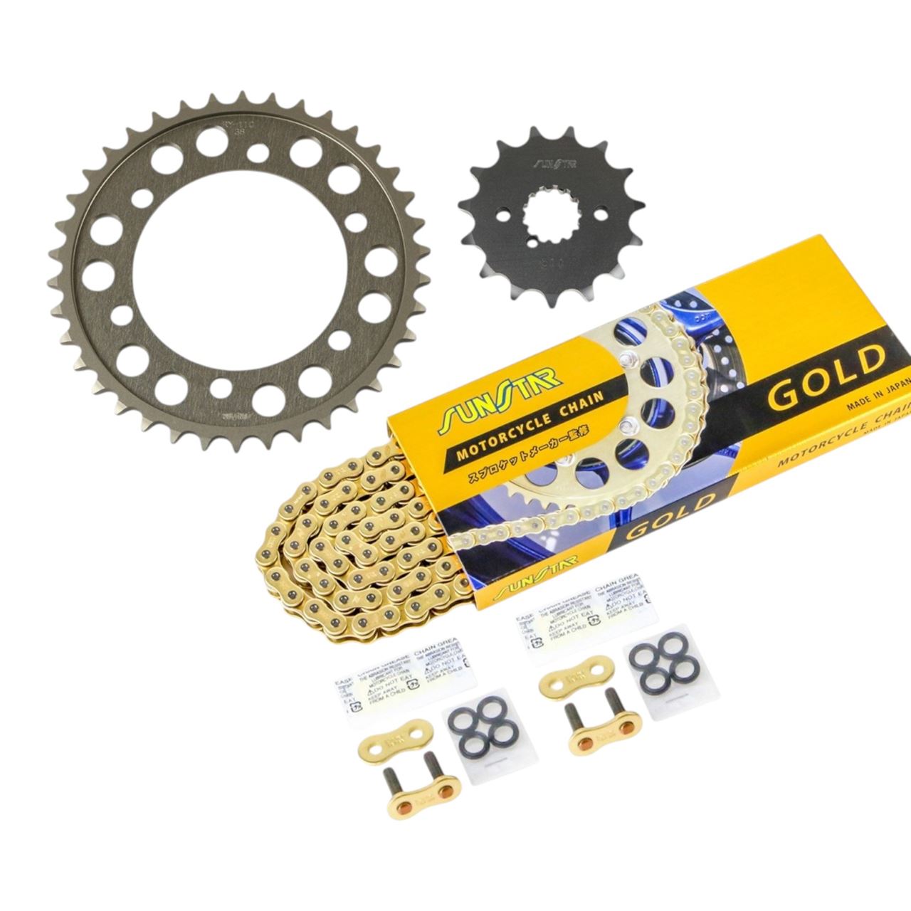 スプロケット&チェーンキット ゴールド 530 フロント15T リア38T GPZ600R 85-86年 3点セット SUNSTARチェーン スプロケ