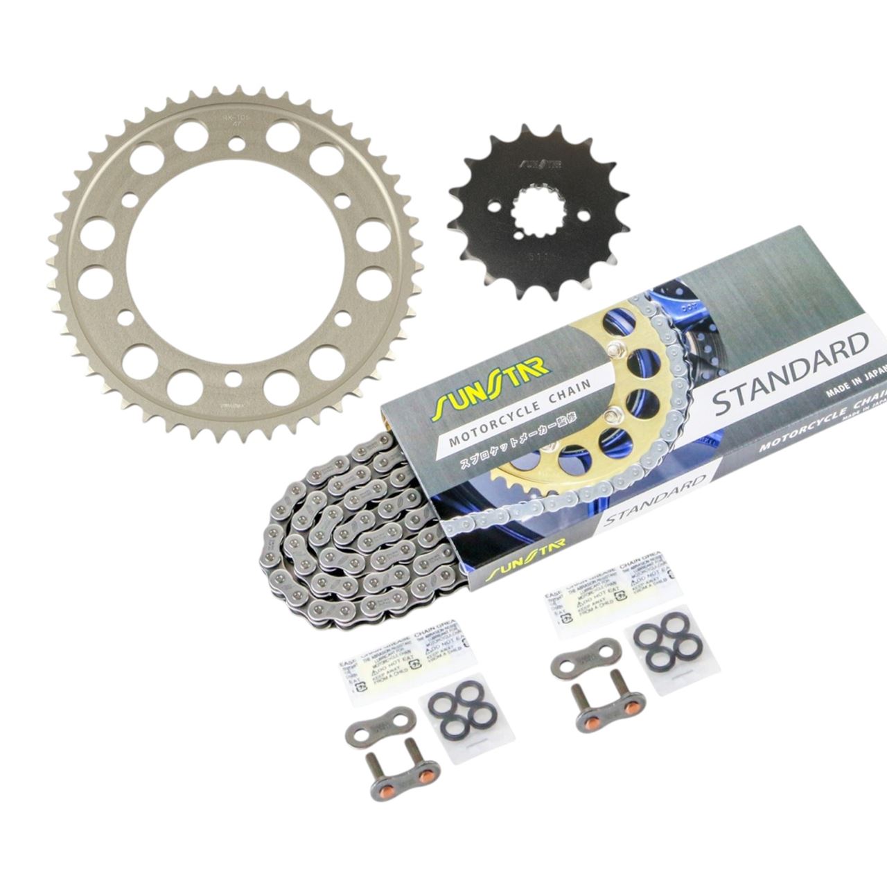 スプロケット&チェーンキット シルバー 530 フロント16T リア47T GPX750R 87-88年 3点セット SUNSTARチェーン スプロケ