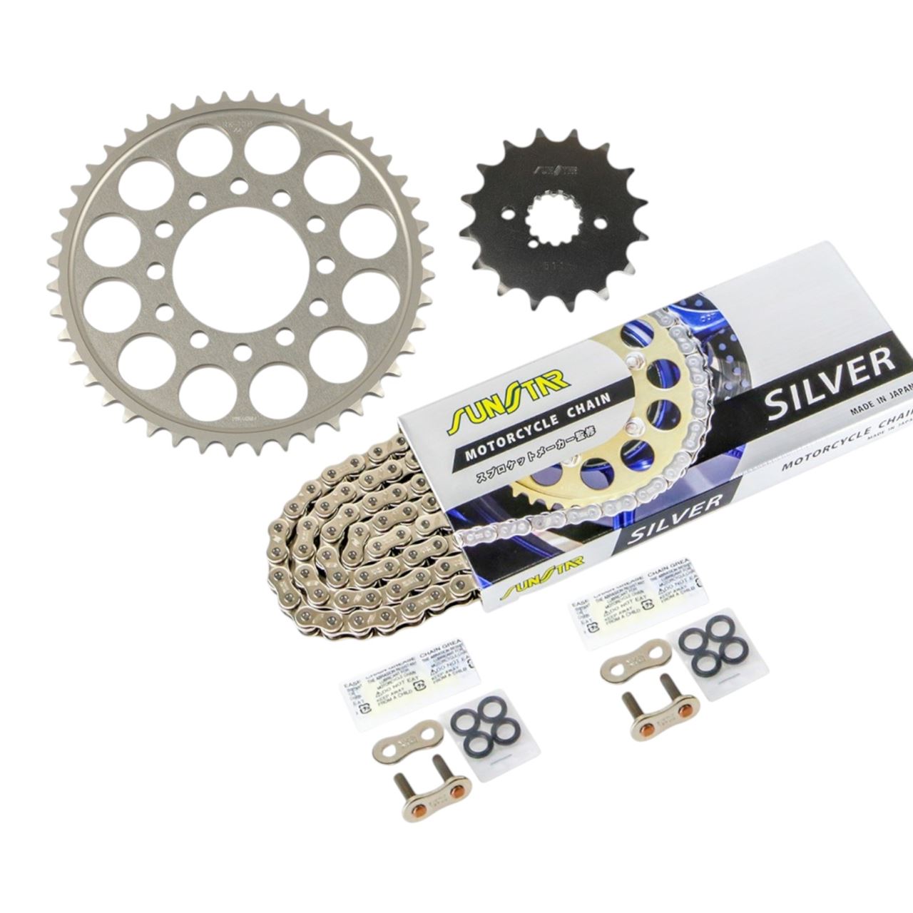Sprocket & Chain Kit Silver 530 Front 16T Rear 44T ZXR750 93-95 3-Piece Set SUNSTAR Chain