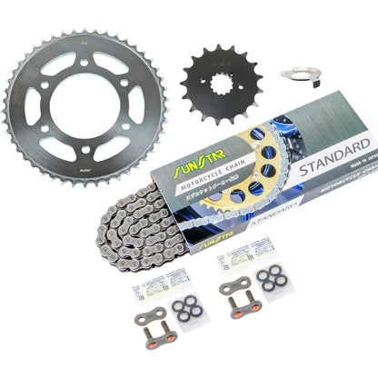 スプロケット&チェーンキット シルバー 530 フロント17T リア46T 750RS(530コンバート) 73-75年/Z750FOUR(530コンバート) 76年 3点セット SUNSTARチェーン