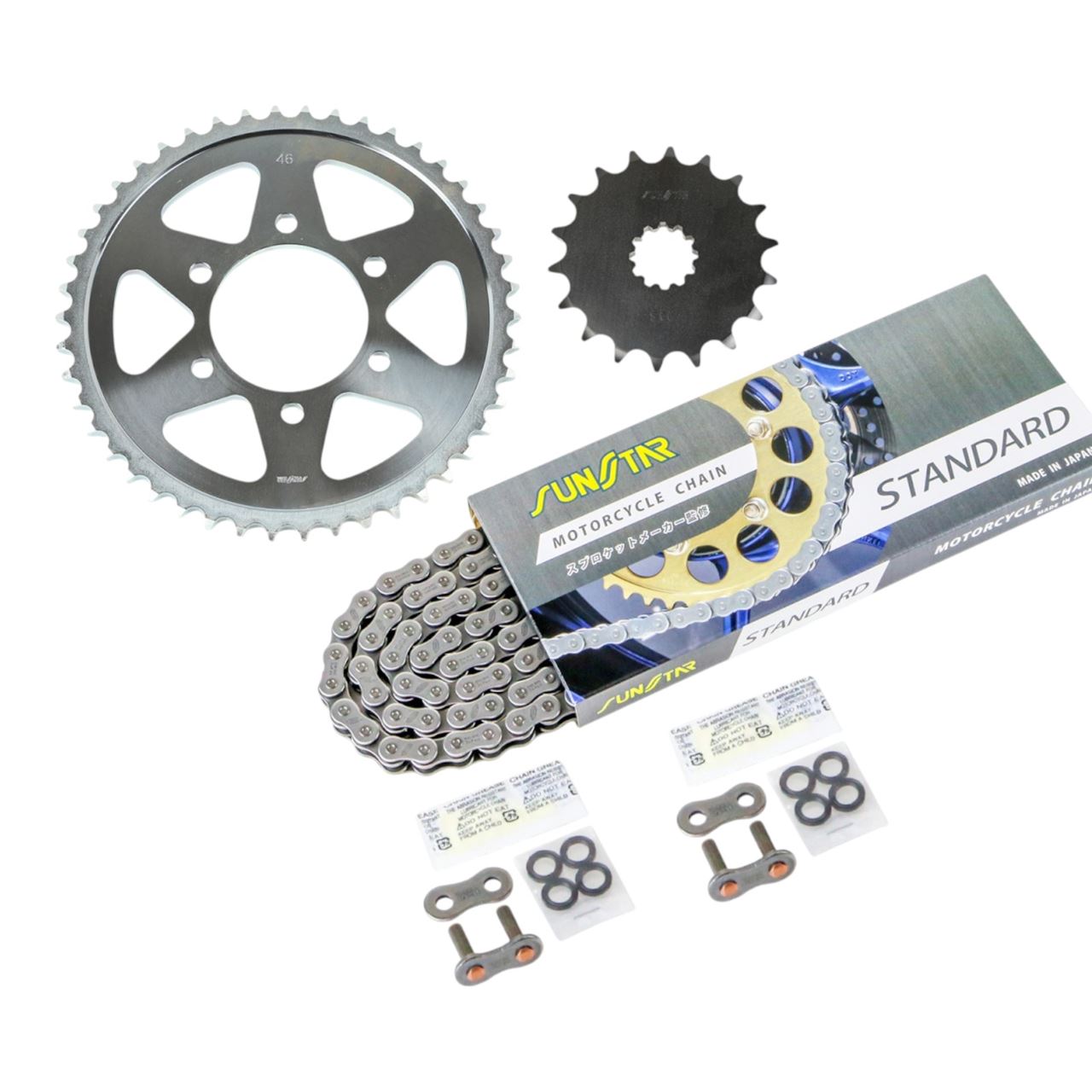 スプロケット&チェーンキット シルバー 530 フロント18T リア46T ZX-12R 00-06年 3点セット SUNSTARチェーン スプロケ