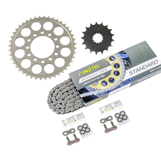 Sprocket & Chain Kit Silver 530 Front 17T Rear 44T ZZR1200 02-05 3-Piece Set SUNSTAR Chain