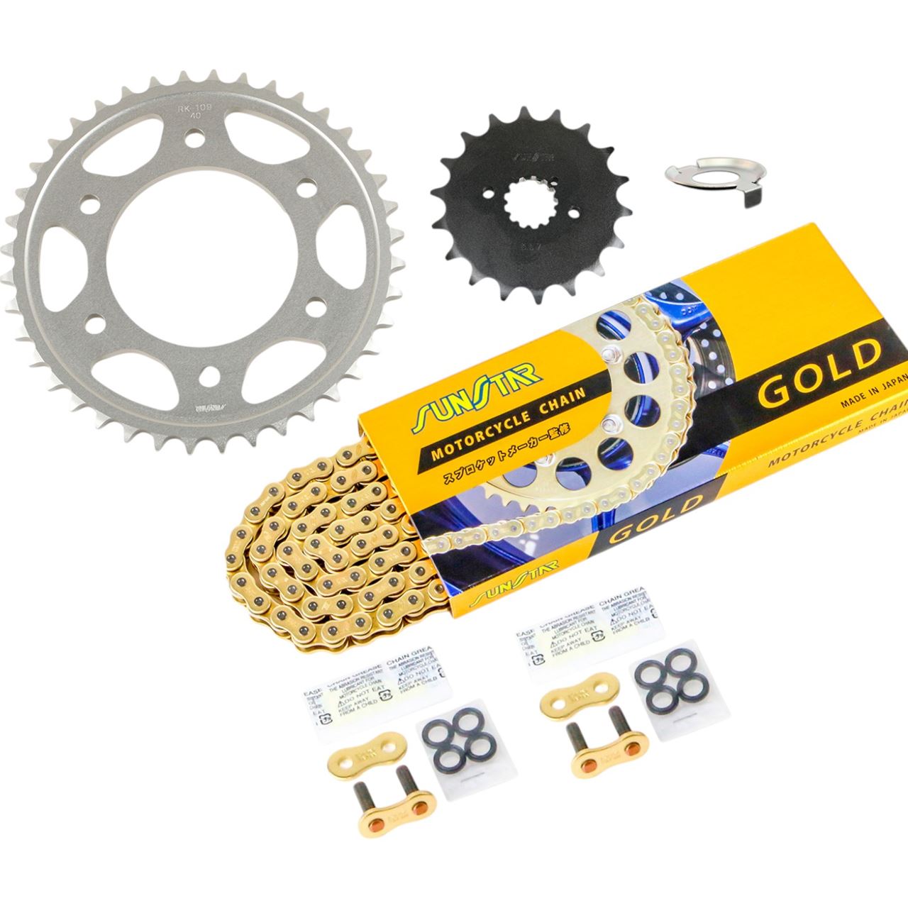 Sprocket & Chain Kit, Gold, 530, Front 18T, Rear 40T, for Z-1 (530 Conversion) 72-75 / Z900 (530 Conversion) 76, 3-piece set, SUNSTAR Chain