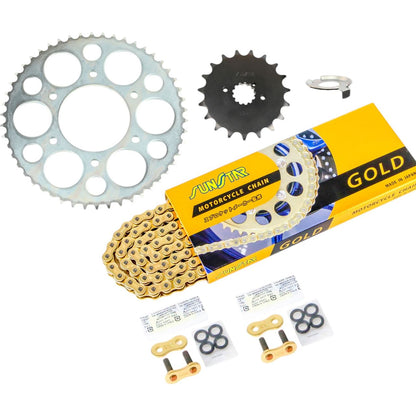 Sprocket & Chain Kit Gold 530 Front 19T Rear 50T for 750RS (530 Conversion) Touring Spec 73-75 Models, 3-piece set with SUNSTAR Chain