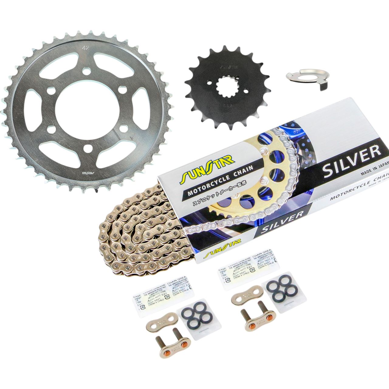 Sprocket & Chain Kit Silver 530 Front 18T Rear 42T Z1000 (A1/A2) (530 Conversion) 77-78, 3-piece set, SUNSTAR Chain