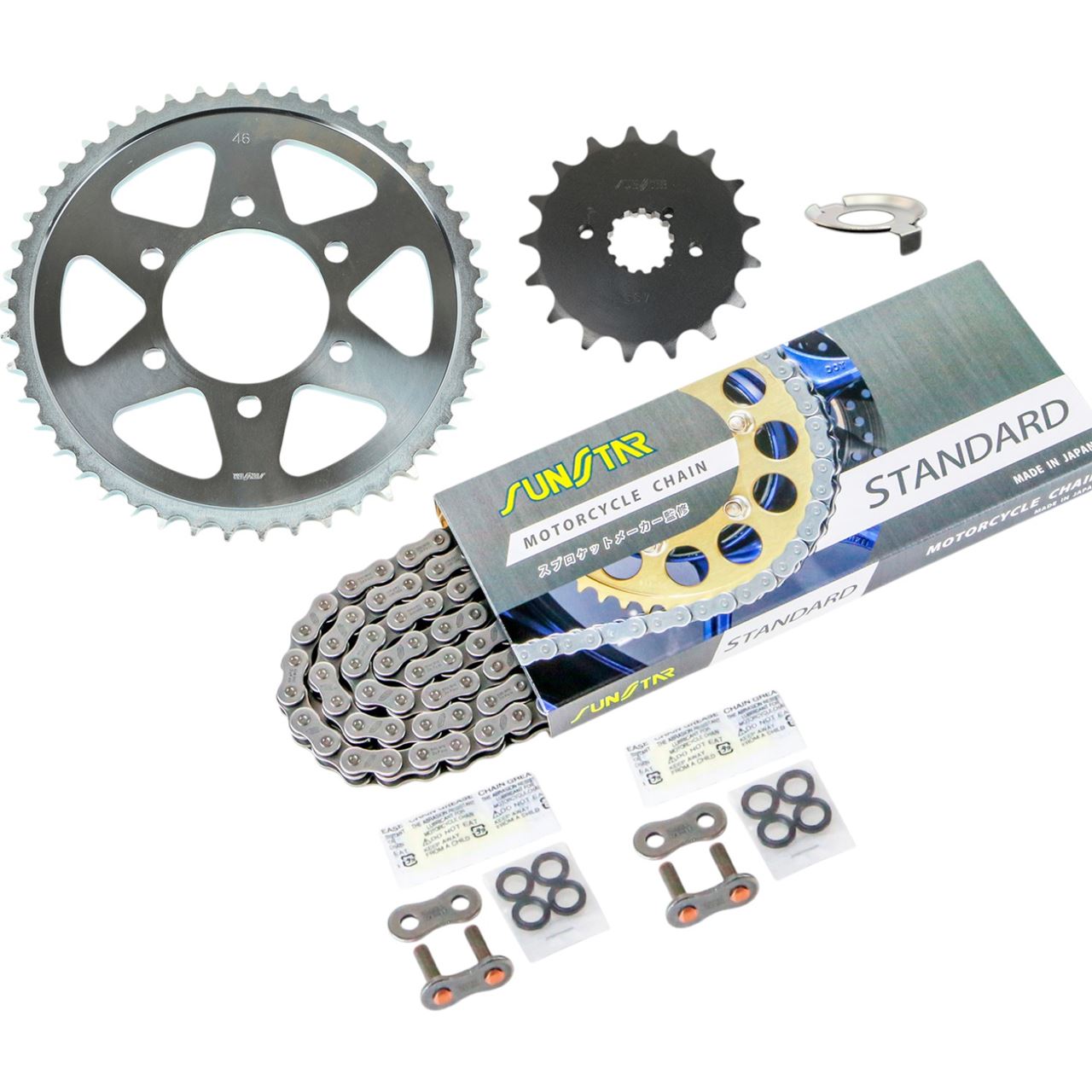 スプロケット&チェーンキット シルバー 530 フロント17T リア46T Z750FOUR(D1)(530コンバート) 77-78年 3点セット SUNSTARチェーン