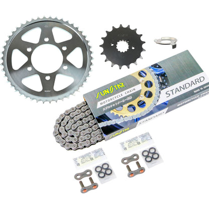 スプロケット&チェーンキット シルバー 530 フロント17T リア46T Z750FOUR(D1)(530コンバート) 77-78年 3点セット SUNSTARチェーン