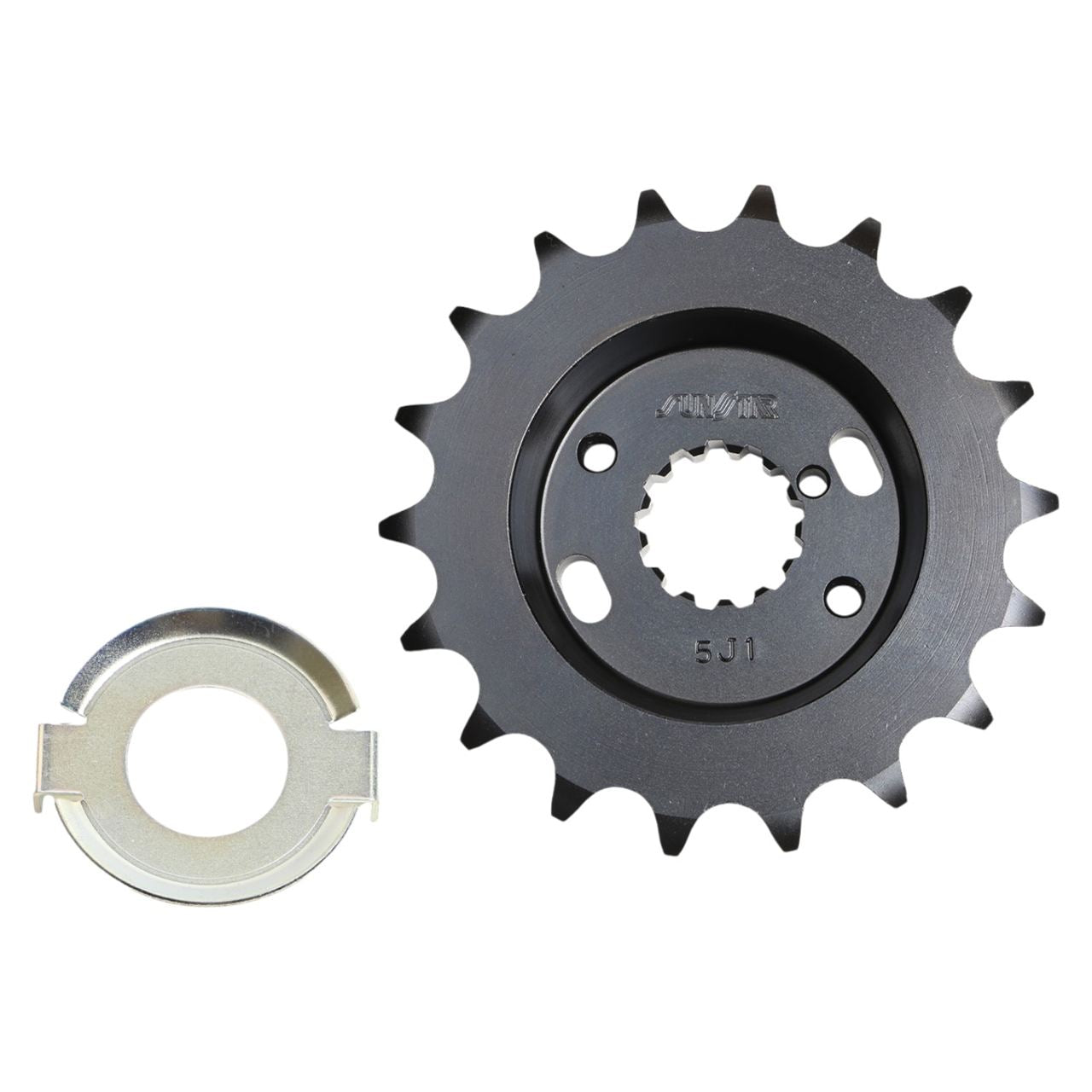 Front sprocket, offset, 18T, 530, black, 1 pc., Z750FX, Z1000, GSX750S Katana
