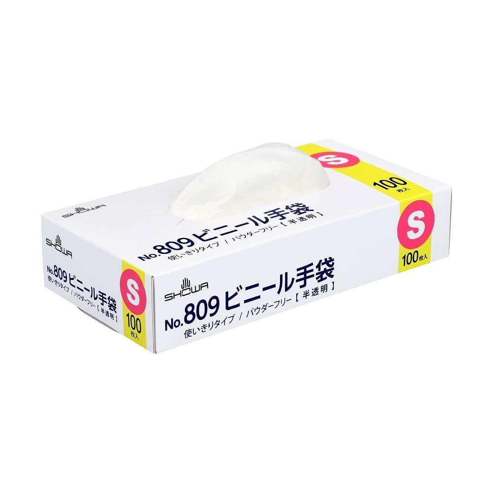 No.809 ビニール手袋 半透明 S 100枚