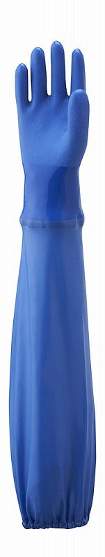 耐油ビニローブ 腕カバー付 ブルー 青 Mサイズ 1双