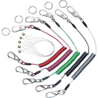 安全ロープ ステンレスワイヤー芯 ダイレクトキャッチフック付 1kg用 クリア