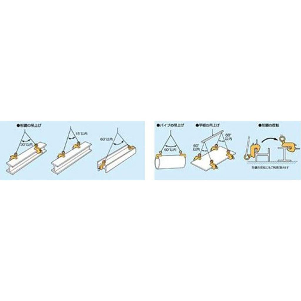 ヨコ吊クランプ ロックハンドル式 容量1トン クランプ範囲0～30mm