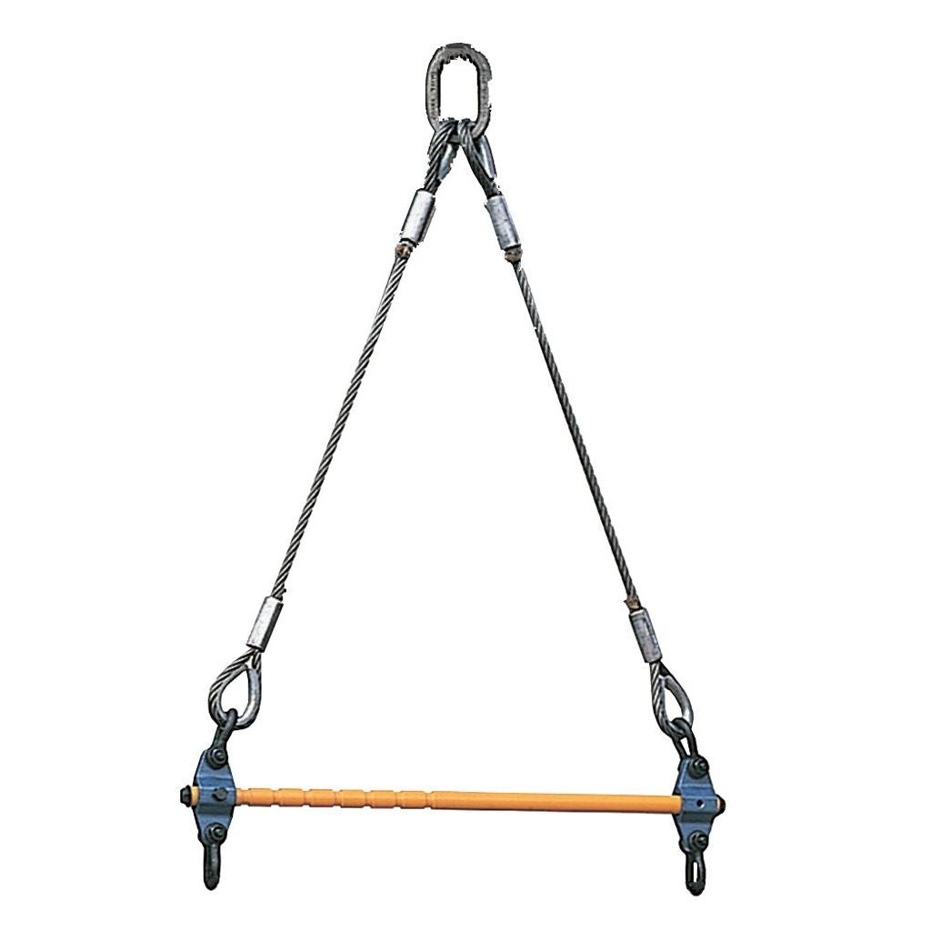 天秤 上部ワイヤロープ・リング付キャパ調整式 容量2トン スパン位置450～800mm