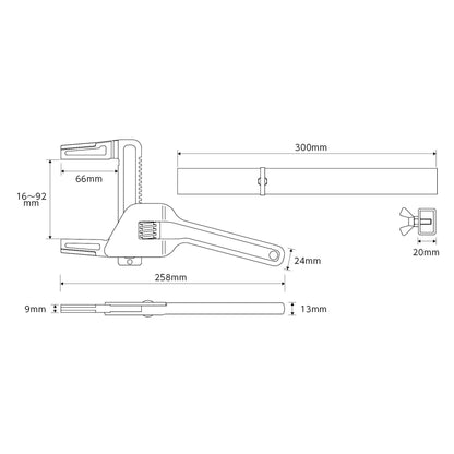 たて型クイックワイドモーターレンチ 口開き16～92mm 全長258mm