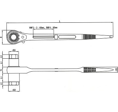 4サイズラチェットレンチ 全長310mm