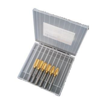 スーパー超硬バーセット シャンク径φ6 ダブルカット チタン 6本組