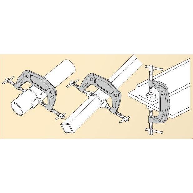 溶接用マルチクランプ V型φ42.7～φ114.3/丸型0～115mm