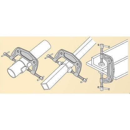 溶接用マルチクランプ V型φ42.7～φ114.3/丸型0～115mm