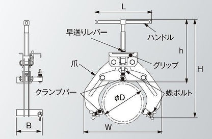 外面クランプ(ブリッジ) パイプ溶接用