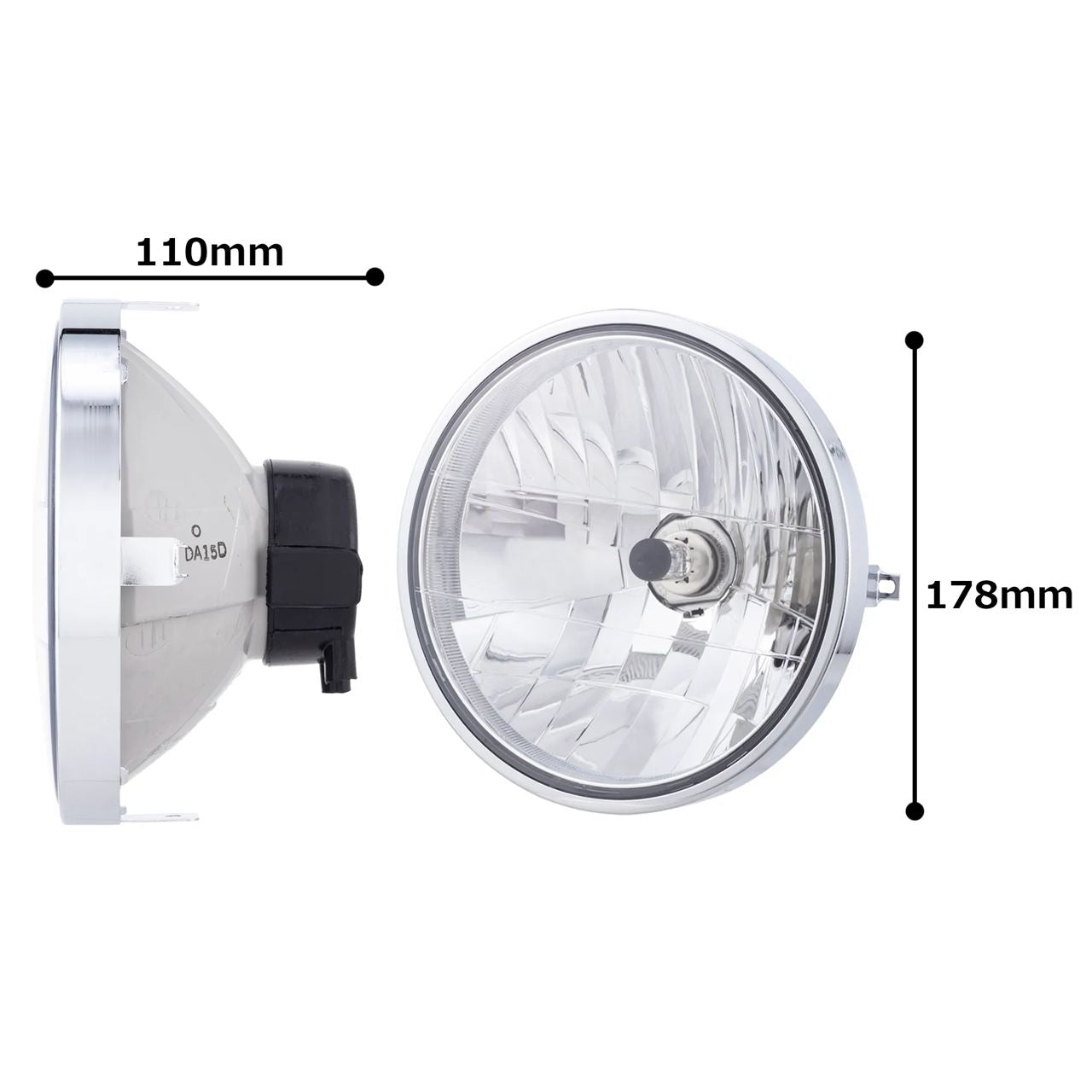 Multi-reflector Headlight, φ180 (7 inch), H4 12V 60/55W, Clear, 1 pc.