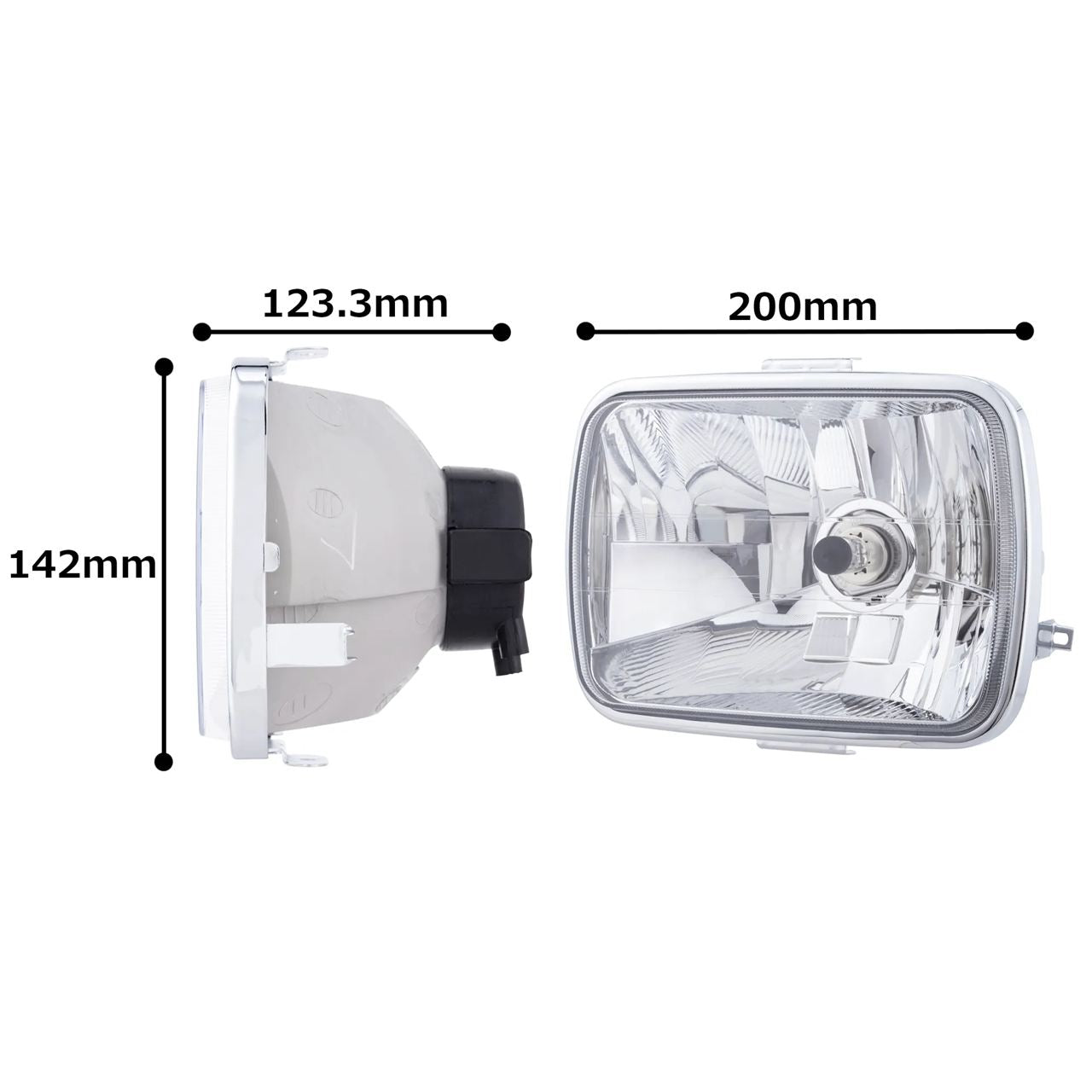 Multi-reflector Headlamp 142x200mm H4 12V 60/55W Clear 1 pc.