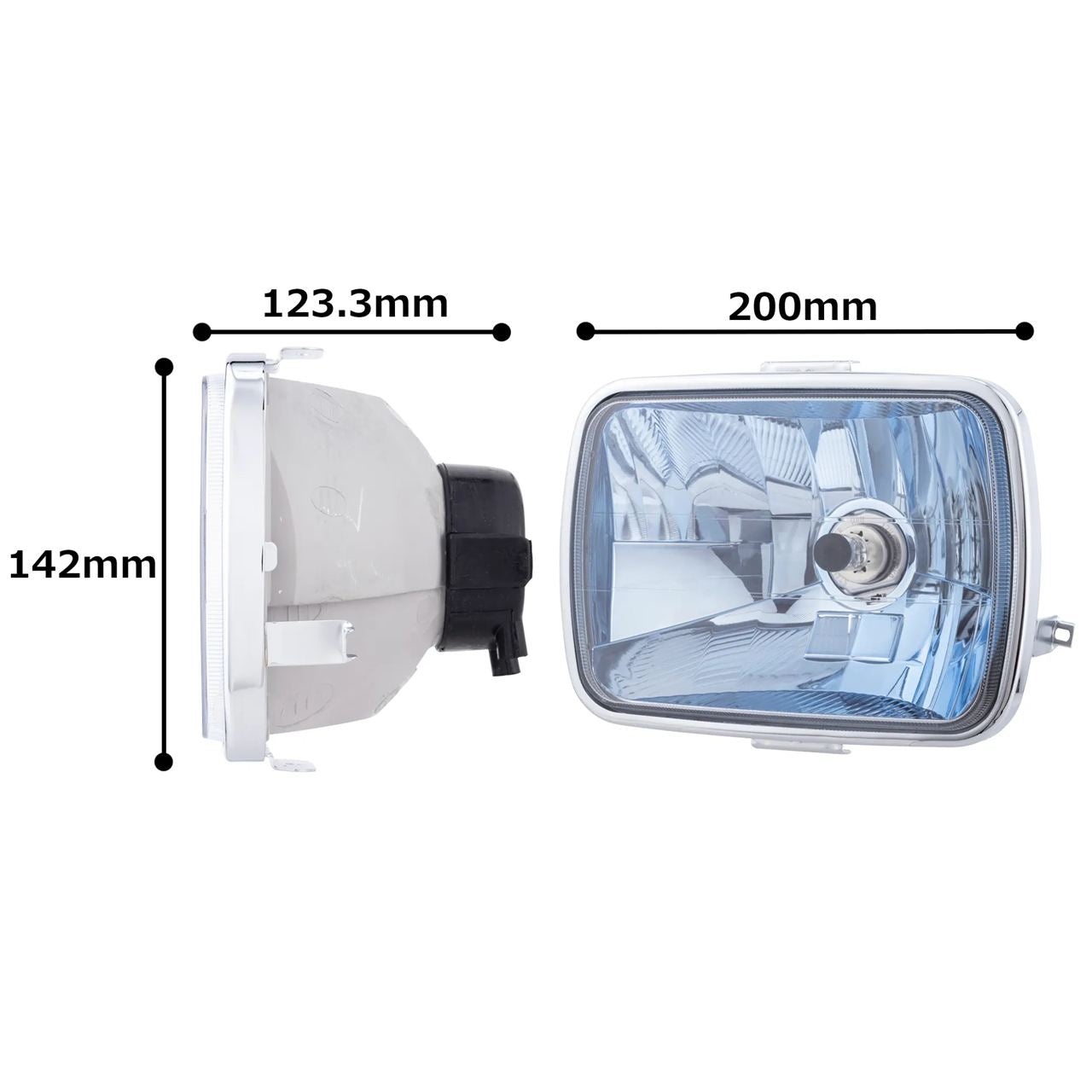 Multi-Reflector Headlamp 142x200mm H4 12V 60/55W Blue 1 pc.